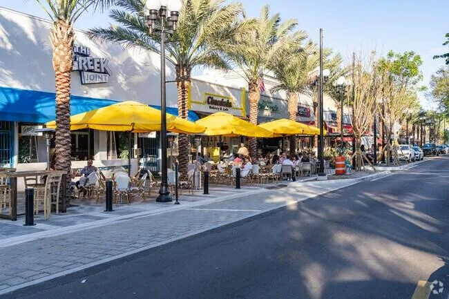 Downtown Hollywood sidewalks and restaurant seating